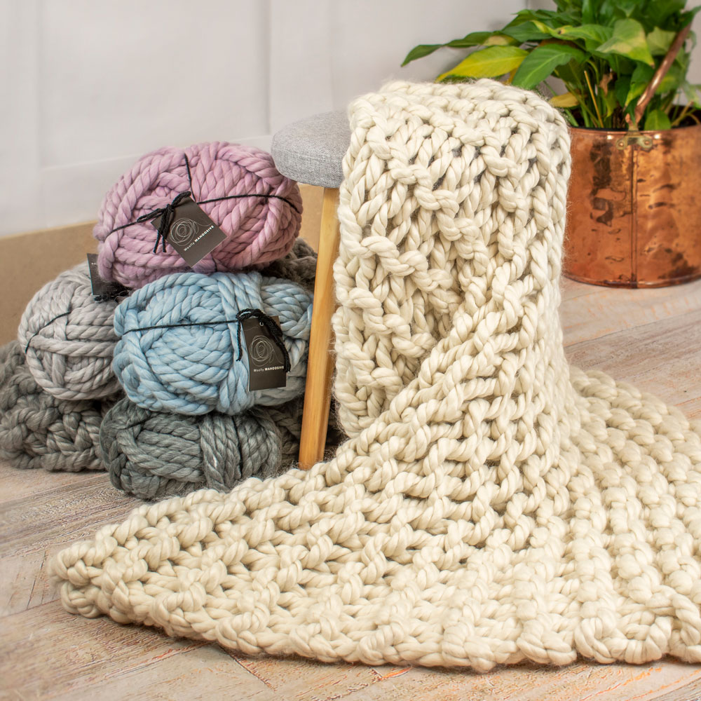 twisty chunky yarn blanket