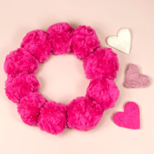 Pom pom wreath valentines