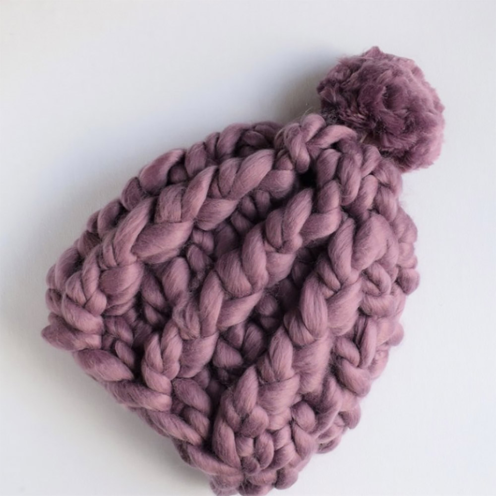 chunky crochet ribbed hat with bobble 